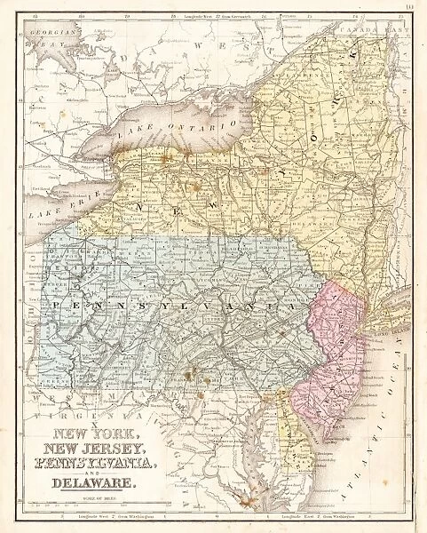 MId-atlantic states usa map 1867