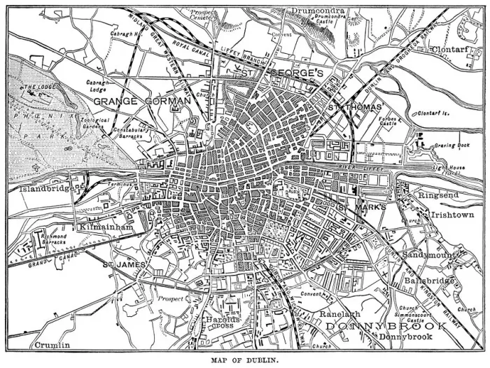 Framed Print : Mid-nineteenth century map of Dublin, Ireland Framed Print : Mid-nineteenth century map of Dublin, Ireland