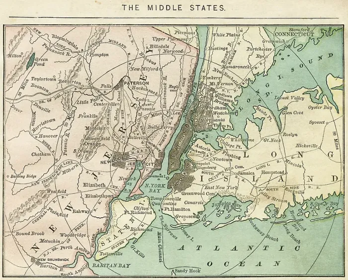 Framed Print : The middle states USA map 1876 Framed Print : The middle states USA map 1876