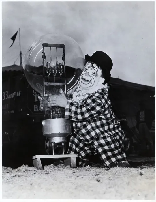 Framed Print : Midget Clown W / Large Lightbulb Framed Print : Midget Clown W / Large Lightbulb