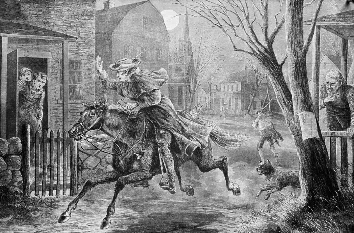 Framed Print : The Midnight Ride of Paul Revere Illustration