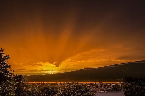 Midnight sun, Davik, Eyjafjordur, Iceland