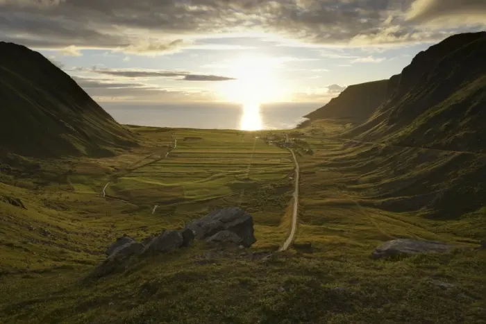 Framed Print : Midnight sun near Unnstad, VestvAzAagAzAŝy, Lofoten, Norway, Scandinavia, Europe Framed Print : Midnight sun near Unnstad, VestvAzAagAzAŝy, Lofoten, Norway, Scandinavia, Europe