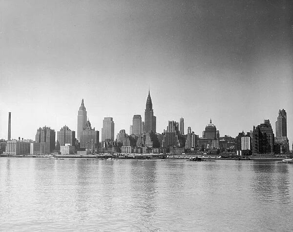 Midtown Manhattan Skyline From East River, 1940s