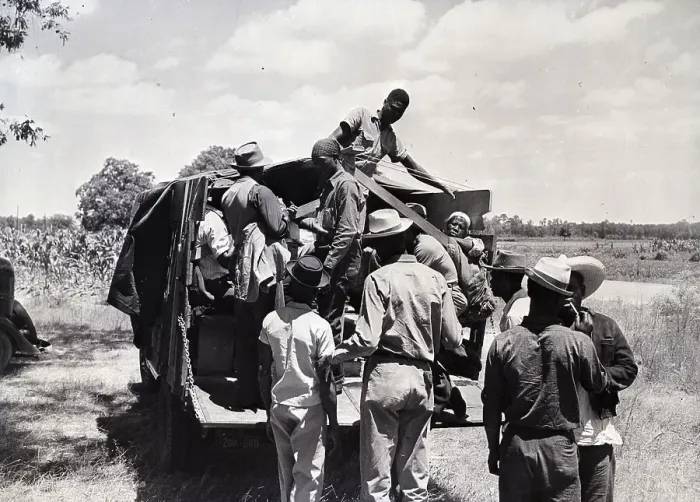 Framed Print : Migratory Farm Workers In Back Of Truck Framed Print : Migratory Farm Workers In Back Of Truck