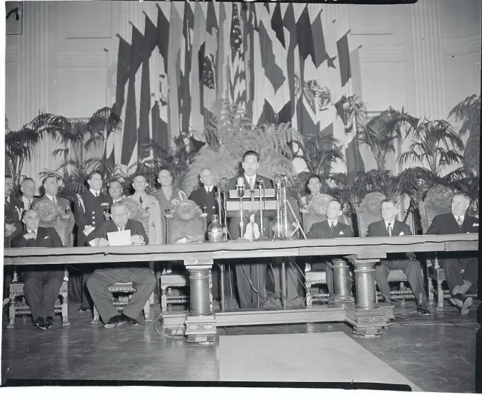 Framed Print : Miguel Aleman Speaking to Pan American Union Framed Print : Miguel Aleman Speaking to Pan American Union