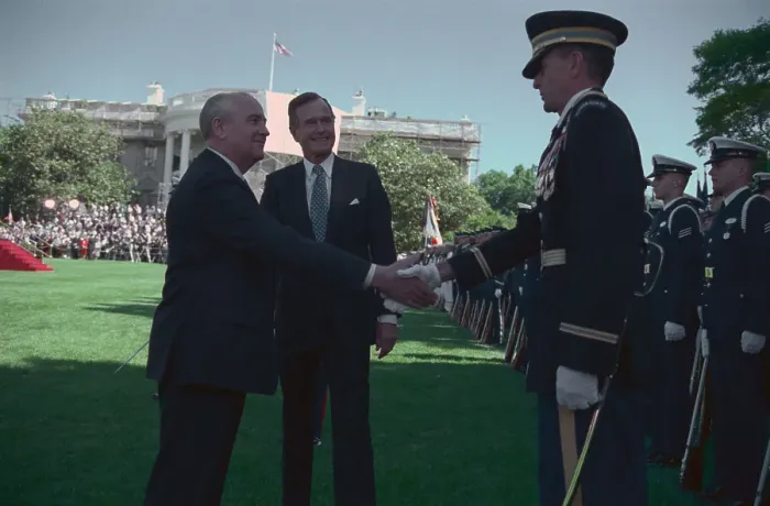 Framed Print : Mikhail Gorbachev and Barrie Zais Shaking Hands Framed Print : Mikhail Gorbachev and Barrie Zais Shaking Hands