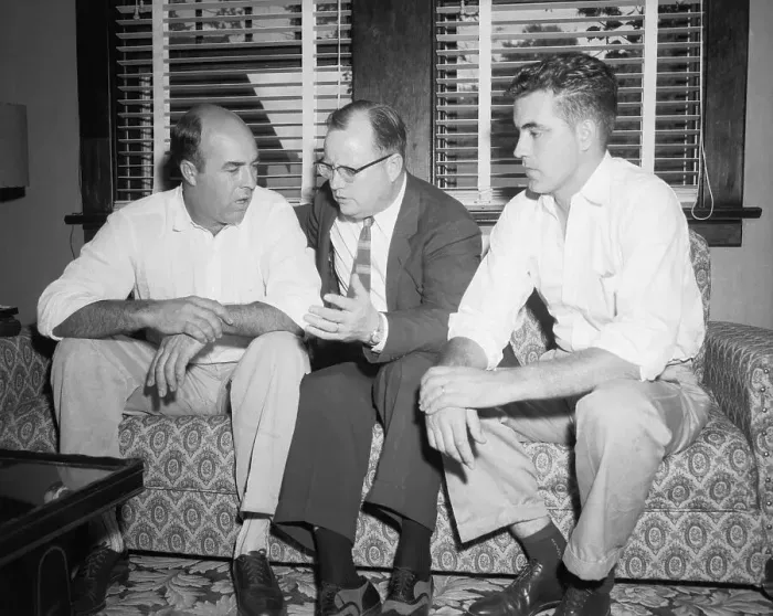 Framed Print : Milam and Bryant Conferring with Attorney