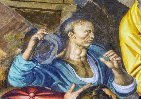 Milano. A detail of a fresco inside the Certosa di Garegnano 