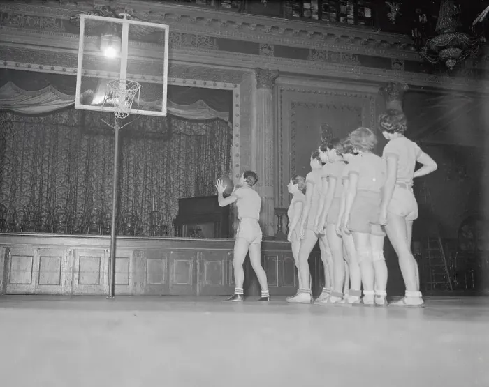 Framed Print : Mildred Didrickson Standing in Basketball Practice Line Framed Print : Mildred Didrickson Standing in Basketball Practice Line