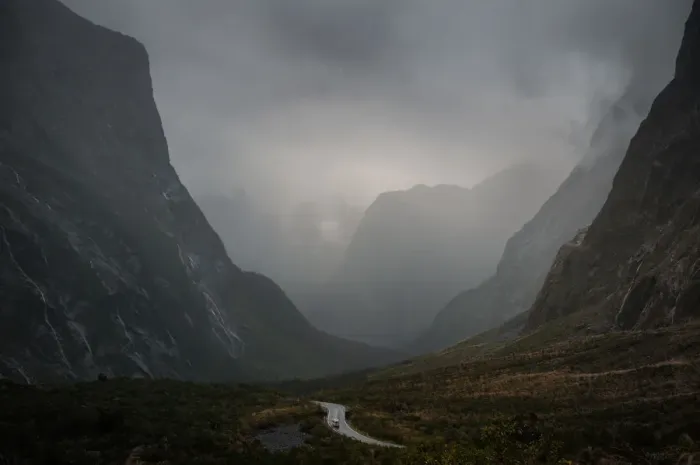 Framed Print : Milford sound scenic road
