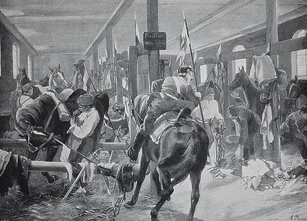 Military Alarm Exercise, in the Cavalry Stables, Prussia, 1880, Germany