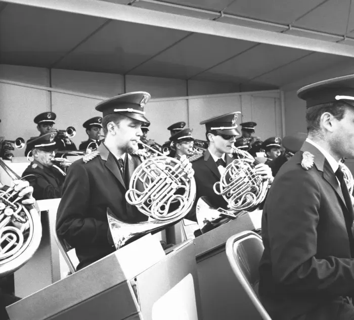 Framed Print : Military band, (B&W) Framed Print : Military band, (B&W)