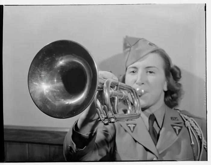 Framed Print : Military Bugler Alma Farr Playing Bugle Framed Print : Military Bugler Alma Farr Playing Bugle