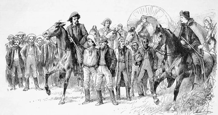 Framed Print : Military Escorting Arrested Claimjumpers Framed Print : Military Escorting Arrested Claimjumpers