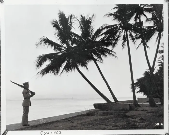 Framed Print : Military Man on Beach Framed Print : Military Man on Beach