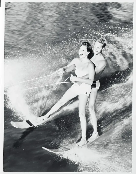 Framed Print : Military Man Taking Young Lady for a Ski Ride Framed Print : Military Man Taking Young Lady for a Ski Ride