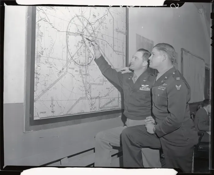 Framed Print : Military Men Working on Mounted Map Framed Print : Military Men Working on Mounted Map