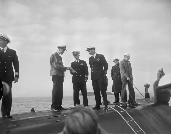 Framed Print : Military Officers Standing on Submarine Framed Print : Military Officers Standing on Submarine