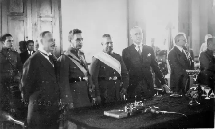 Framed Print : Military Officials Standing at Table Framed Print : Military Officials Standing at Table