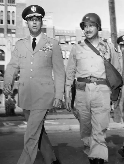 Framed Print : Military Officials Walking to High School Framed Print : Military Officials Walking to High School