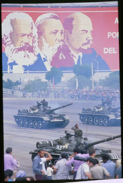 Framed Print : Military Tank Parade in Street Framed Print : Military Tank Parade in Street