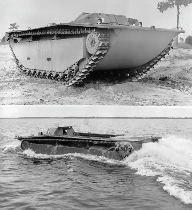 Framed Print : Military Tanks on Land and Sea Framed Print : Military Tanks on Land and Sea