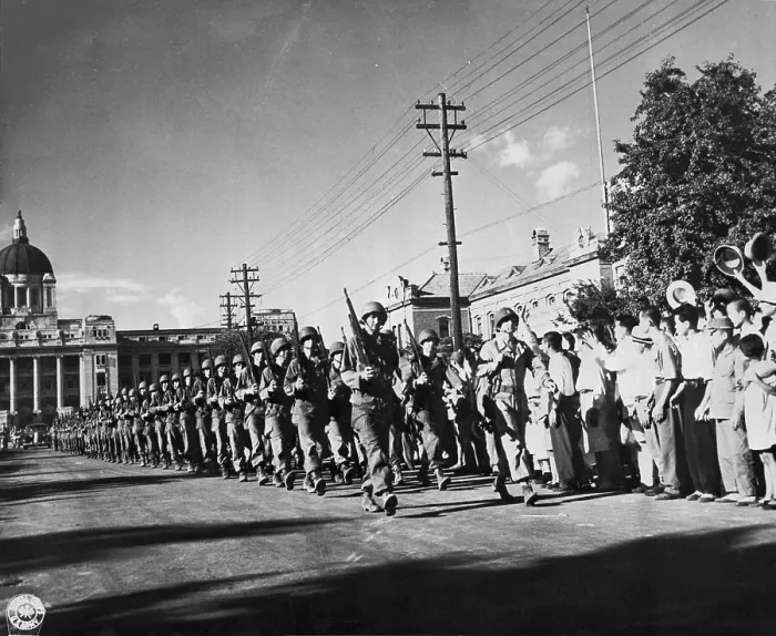 Framed Print : US Military Troops Marching