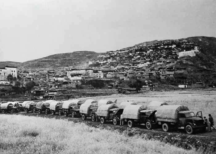 Framed Print : Military Trucks Passing Hill Terrain Framed Print : Military Trucks Passing Hill Terrain