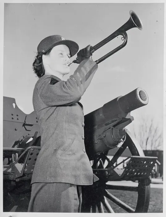 Framed Print : Military Woman Blowing Bugle Framed Print : Military Woman Blowing Bugle