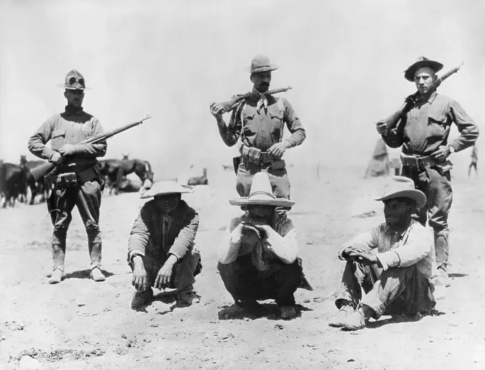 Framed Print : Militia Troops Guarding Raiders