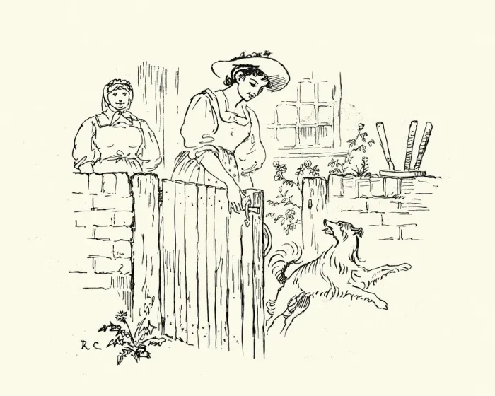 Framed Print : The Milkmaid leaving home to go milk the cows, Nursery Rhyme