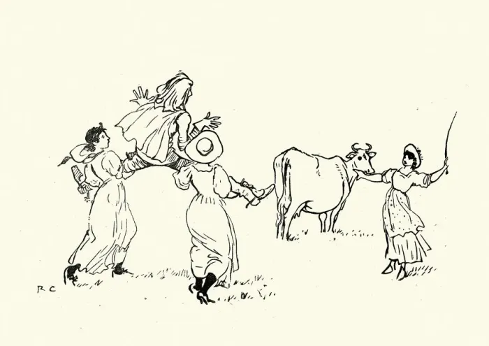 Framed Print : The milkmaids carrying to squire to the cow Framed Print : The milkmaids carrying to squire to the cow