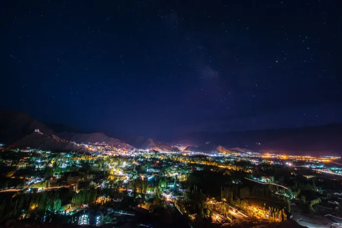 Framed Print : Milky way on Leh Ladakh city Framed Print : Milky way on Leh Ladakh city
