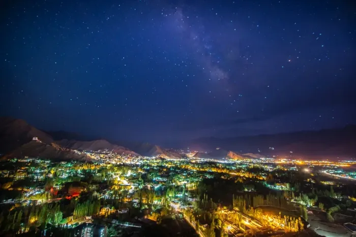 Framed Print : Milky way on Leh Ladakh city Framed Print : Milky way on Leh Ladakh city