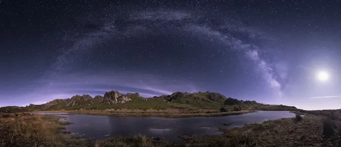 Framed Print : Milky Way and Moon Panorama Framed Print : Milky Way and Moon Panorama