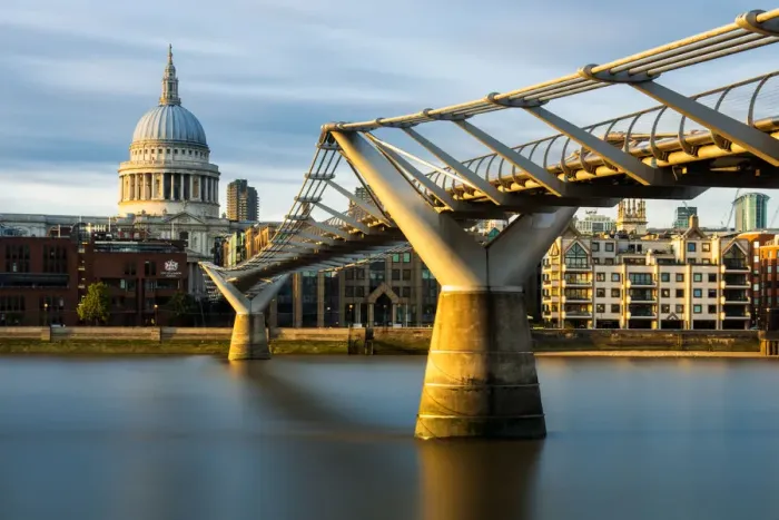 Framed Print : Millenium Bridge and St. Pauls Churchyard Framed Print : Millenium Bridge and St. Pauls Churchyard