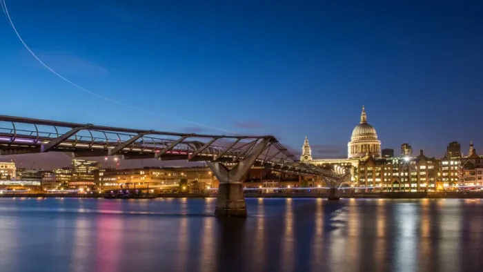 Framed Print : Millenium bridge and St. Pauls churchyard