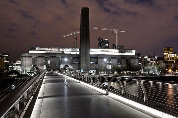 Millennium bridge and museum at night