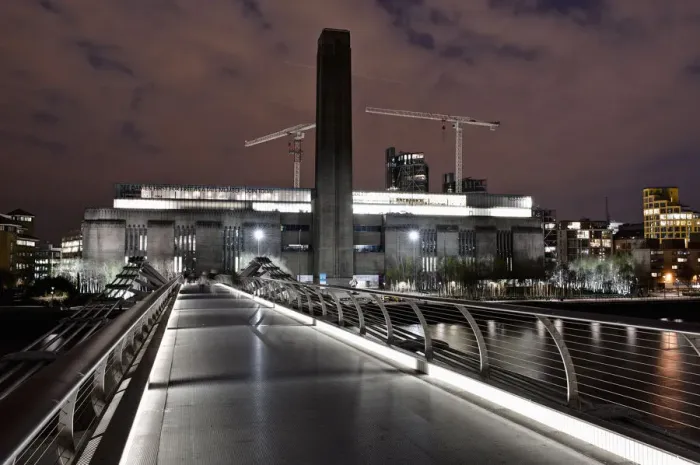 Framed Print : Millennium bridge and museum at night Framed Print : Millennium bridge and museum at night