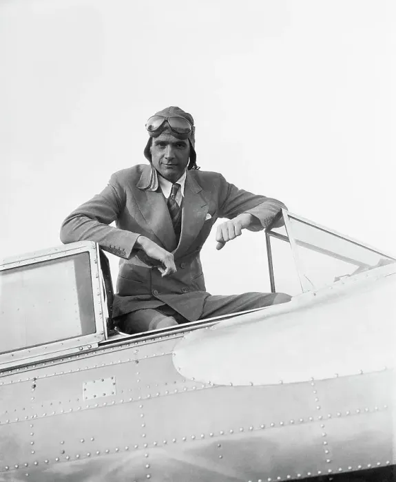 Framed Print : Millionaire Howard Hughes in Airplane Cockpit Framed Print : Millionaire Howard Hughes in Airplane Cockpit