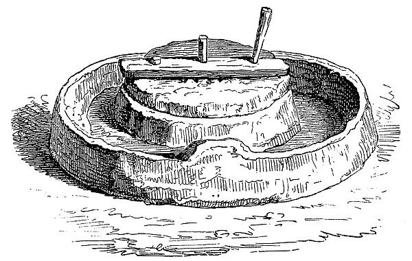Millstone. Antique illustration of a Millstone