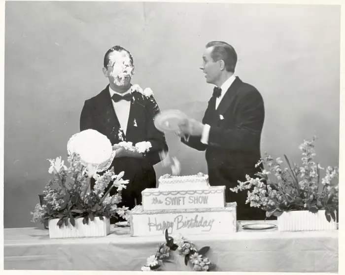 Framed Print : Milton Berle and Lanny Ross on The Swift Show Framed Print : Milton Berle and Lanny Ross on The Swift Show