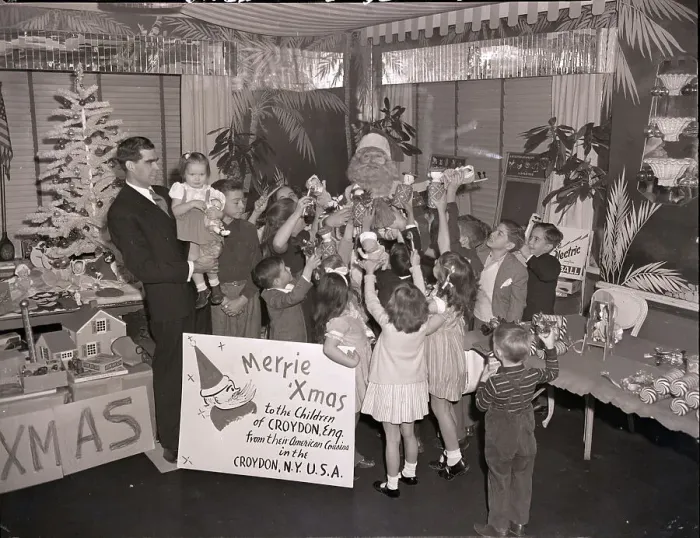 Framed Print : Milton Berle Playing Santa for Children Framed Print : Milton Berle Playing Santa for Children