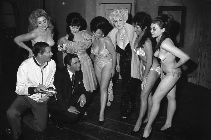 Framed Print : Milton Berle with Strippers Framed Print : Milton Berle with Strippers