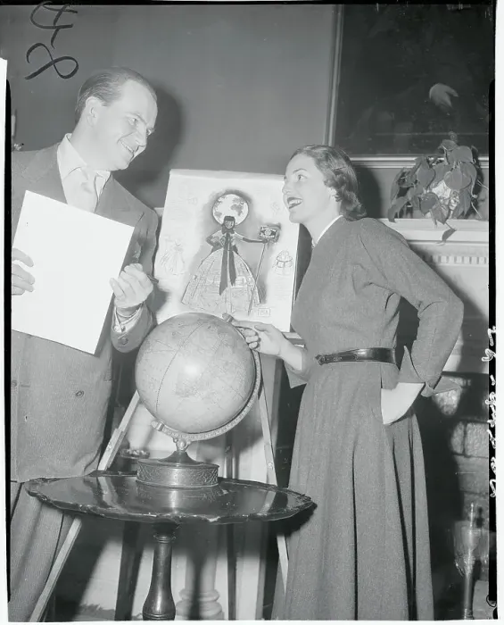 Framed Print : Milton Caniff Showing Sketch of Gown Framed Print : Milton Caniff Showing Sketch of Gown
