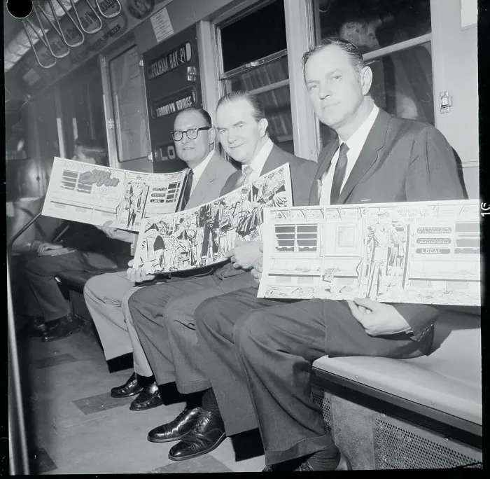 Framed Print : Milton Caniff with Transit Authority Officials Framed Print : Milton Caniff with Transit Authority Officials