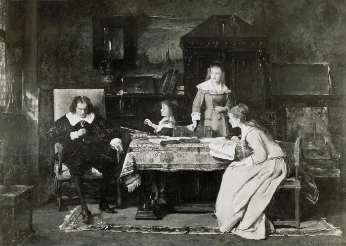 Framed Print : Milton Dictating to His Daughters Framed Print : Milton Dictating to His Daughters