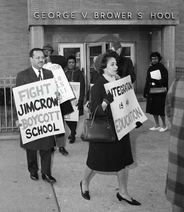 Framed Print : Milton Galamison with Picketers at School