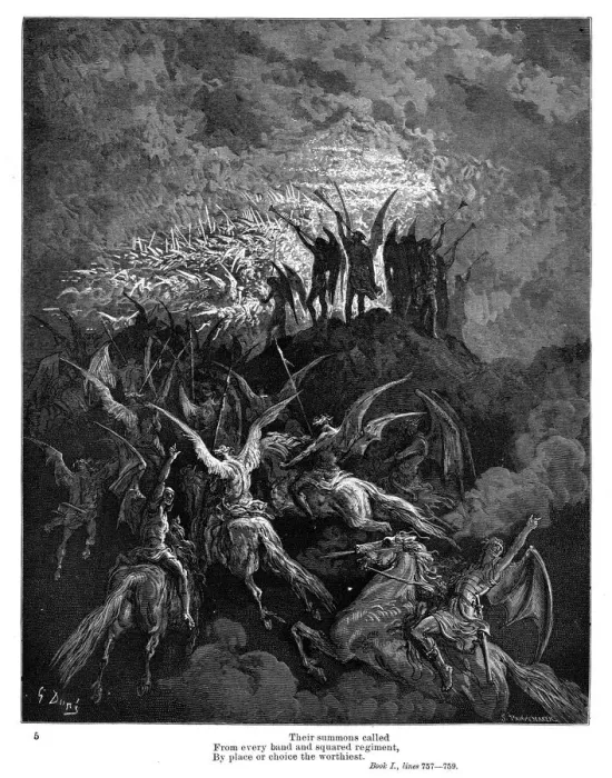 Framed Print : MIlton Paradise summoned regiments 1885 Framed Print : MIlton Paradise summoned regiments 1885